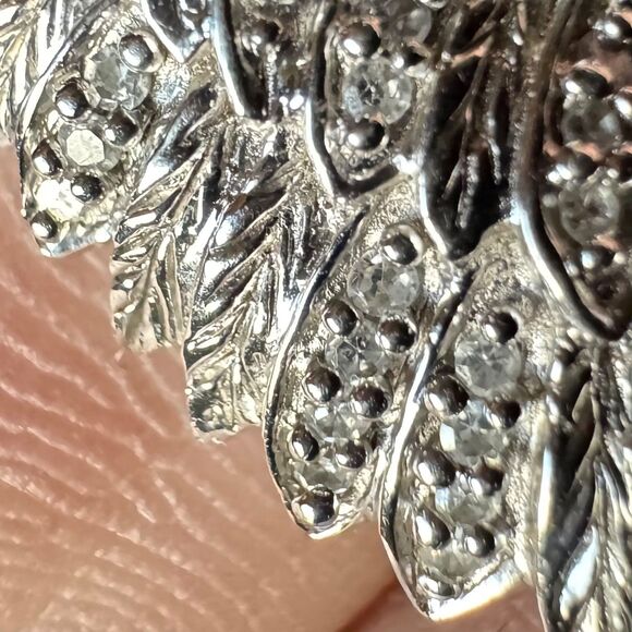 REAL DIAMONDS in STERLING SILVER BIRD / ANGEL WING PENDANT Vintage Estate 925 - Picture 7 of 13